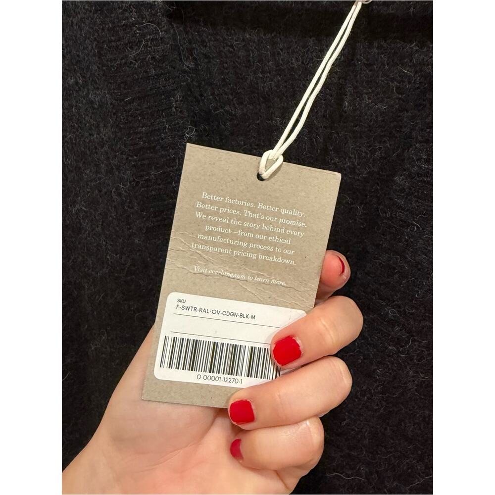 Everlane Cozy Black Charcoal Button-Front Women's Cardigan Sweater Medium - Picture 13 of 14